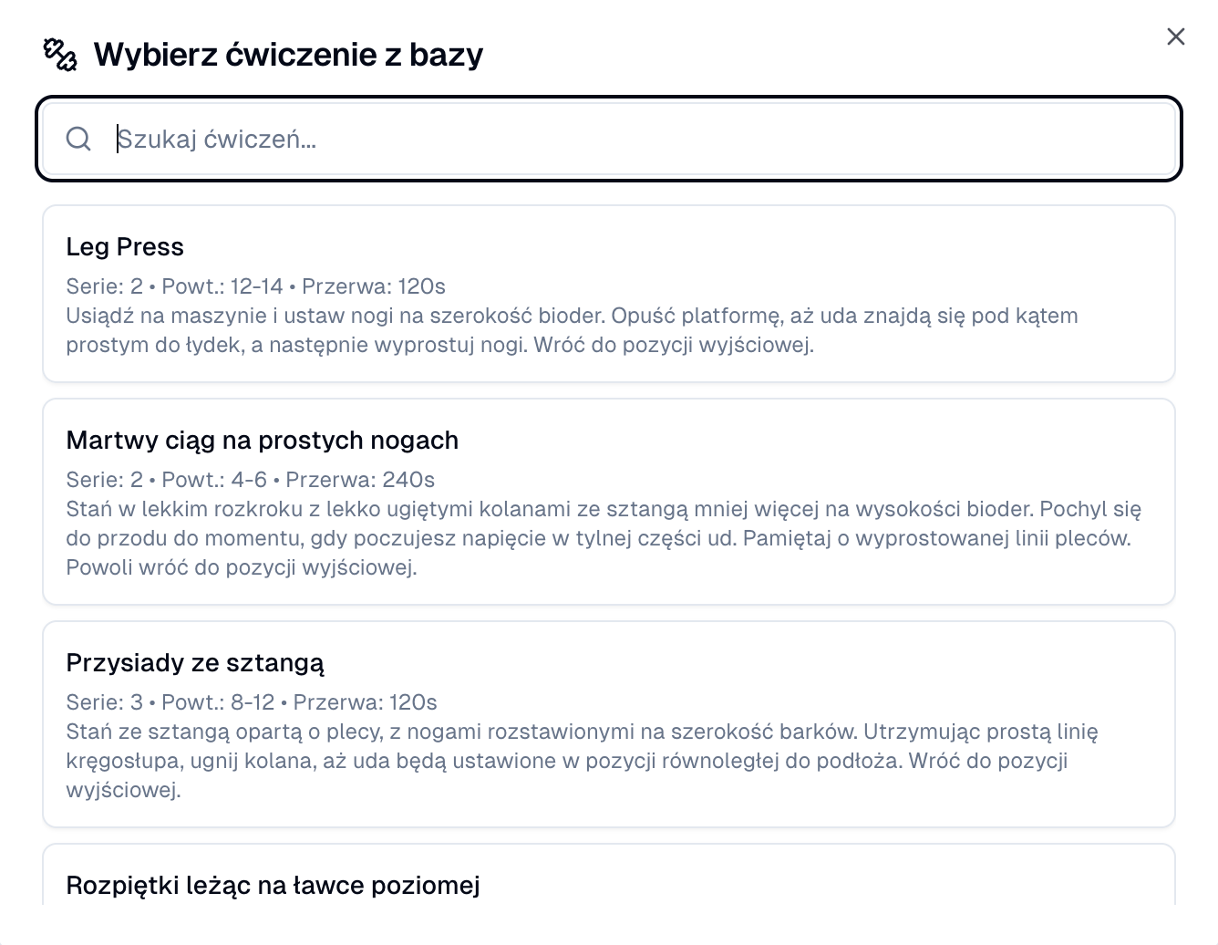 Szablony planów treningowych